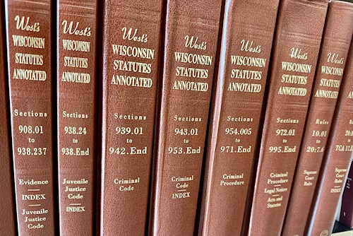 Wisconsin State Statute books on a shelf